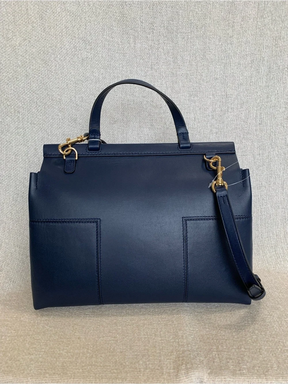 Tory Burch Block T Navy/Red Leather Satchel/Long Crossbody/Shoulder Strap